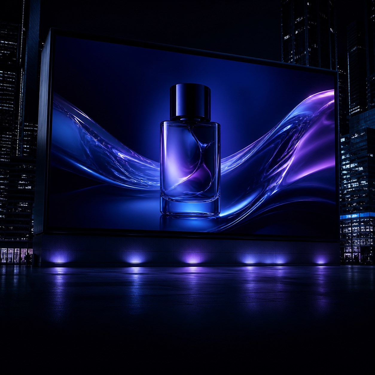Premium product advertising creative displayed on a digital billboard